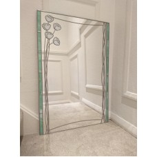 Mackintosh style uk handmade stained glass effect mirror white 60x90cm 2x3ft   253767505616